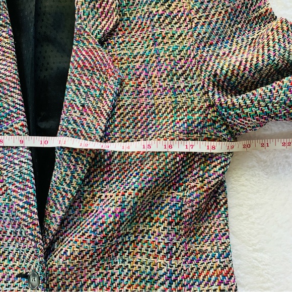 Emil Rutenberg Womens Vintage 100% Hand Woven Silk Multi Color Blazer | Large - Picture 7 of 8